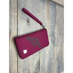 Haiku Wristlet Zip Around Wallet Floral Hot pink